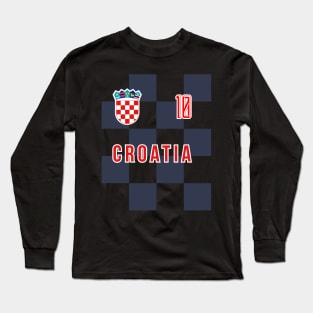 Croatia National Team Checkered Away Jersey Style Long Sleeve T-Shirt